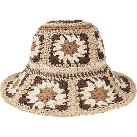 Solhatt av strå, hopfällbar, packbar, bred brätte, sommarstrandhatt, virkad