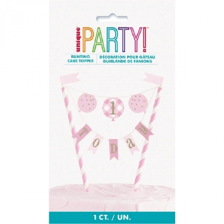 1-årskalas tårtdekoration Rosa Prickar