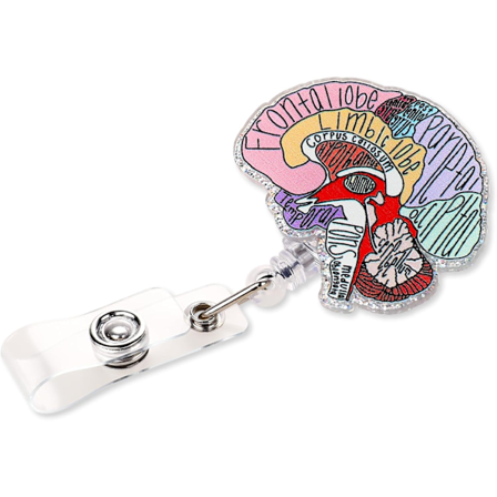 Sygeplejerske Badge Reel Holder Udtrækkelig Sygeplejerske Navneskilt Klips Anatomi Håndtegnet Blomst ID-Kortholder Organ Blomstermønster Roterbar 