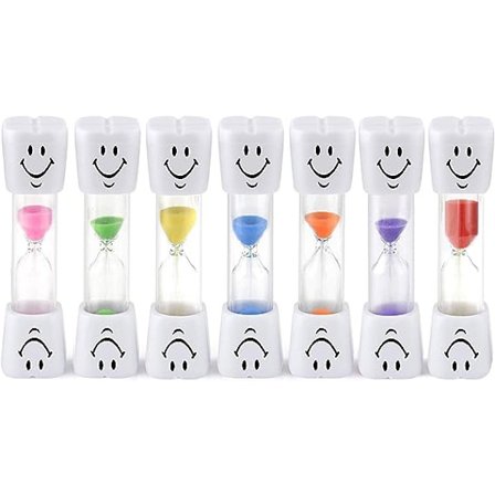 Qpower Smiley Tandbørste Sandur Sæt til Børn og Teenagere Assorterede Farver (3min, 7stk)