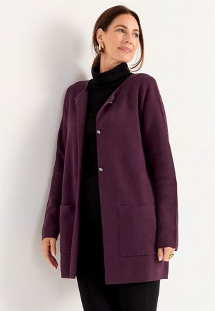 Cellbes of Sweden - Cardigan i bomuld i mørklilla til damer i størrelse 62/64