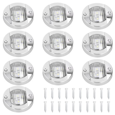 12V LED Sidomarkeringsljus Rund Kallvit IP67 Vattentät Universell för Husbil Släpvagn Yacht Lastbil