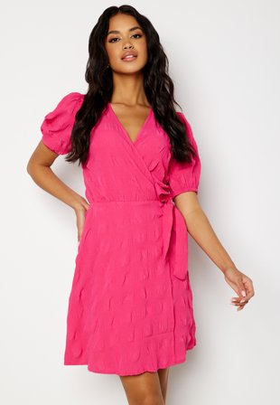 BUBBLEROOM Triniti ss wrap dress Cerise Klær