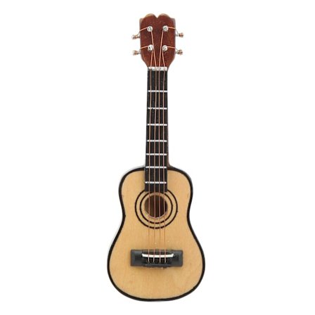 1 12 Miniatyr Gitar Modell Bjørk Malt Overflate Livaktig Dukkehus Dekorativt Ornament Klassisk