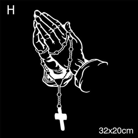 Aofin 2 St/ Set Hands Praying Pearl Jesus Car Sticker, Personali