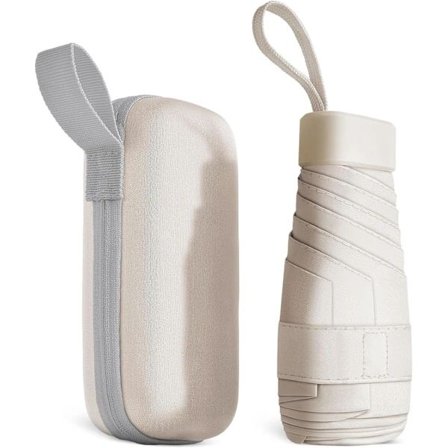 Rejseparaply, 6 ribber Miniparaply Lille UV-paraply, Sammenklappeligt solparaply Vindtæt regnparaply med kapseltaske, Sammenklappeligt lommeparaply 