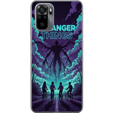 Kompatibel Mobilcover til Xiaomi Xiaomi Redmi Note 10 Stranger Things-inspireret fantasyillustration med mørkt monster, cyklende børn og dramatisk r