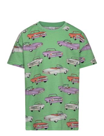 Top Ss Retro Cars Aop T-shirts Short-sleeved Grønn Lindex*Betinget Tilbud