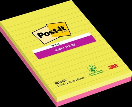 POST-IT Notes SS linjerade 5845-2SSUC 125x200mm 2x45 blad gröna och fuchsia 2/fp - Lyreco - Kontorsmaterial - Notes och Post-It - Notes - Extra sticky