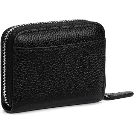 ING Naisten Pieni RFID-luottokorttilompakko nahkaa vetoketjulla ja 15 taskulla - Musta