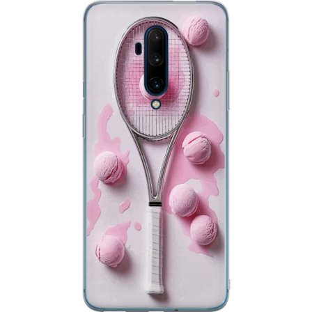 Kompatibel Mobilcover til OnePlus OnePlus 7T Pro Rosa glaskugler og tennisketsjer i et kreativt stillbillede med legende popfølelse og moderne design
