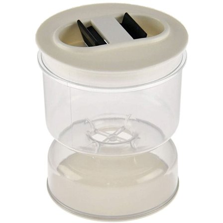 Sylteagurk- og olivenbeholder med timeglassform for oppbevaring av tørre og våte matvarer