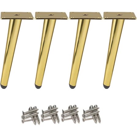 Pieces Oblique Bordben 15cm Metal Skab Ben, Kegle Møbel Ben, 201 Rustfrit Stål, Guld, Høj, Skridsikker Lydløs Bund til Sofaer, Borde og