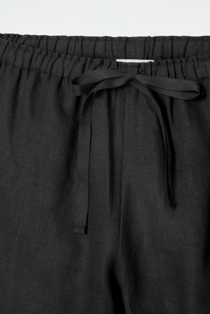 COS Women's Drawstring Linen Trousers in Black
