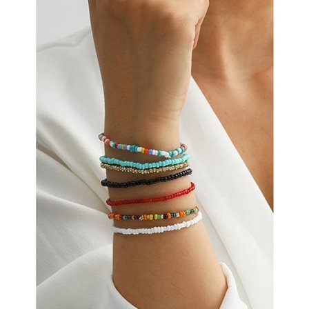 Farverige Perle Armbånd til Kvinder Bohemian Stackable Stretch Br