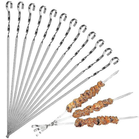 20 stk BBQ-spyd Flate Metall Grillspyd Rustfritt Stål Shish Kabob-pinner