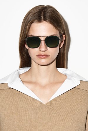 COS Men's Round Frame Aviator Sunglasses in Green