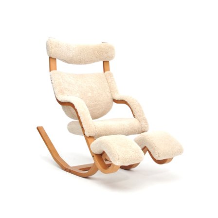 Varier Furniture Gravity - White Wool - Light brown base