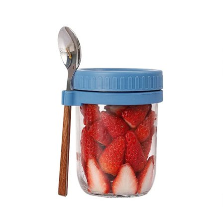 Mælk Morgenmad Glas Gradueret Krukke BLÅ 350ML 350ML