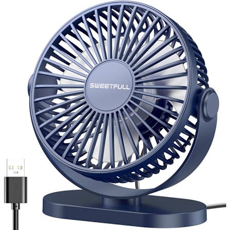Bordsfläkt, tyst USB fläkt - minifläkt liten, 3 hastigheter bordsfläkt, 360° rotation, fläkt