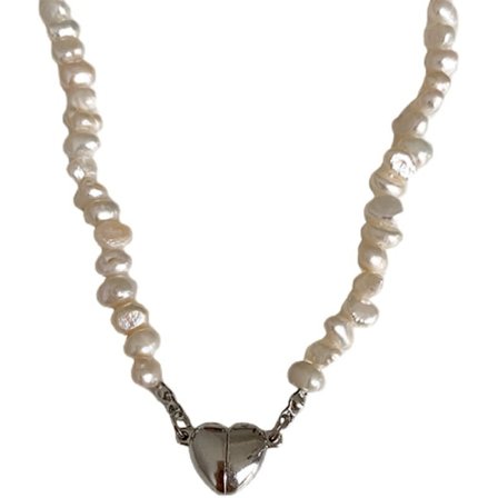 Färskvattenspärla Magnet Love Fransk Retro High-end Halsband Texturerad Nyckelben Kedja Mångsidig Fashionabel Halsband