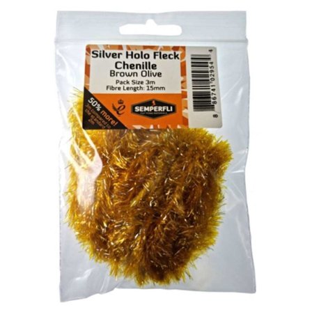 Semperfli Silver Tinsel Fleck 15mm Large - Brown Olive