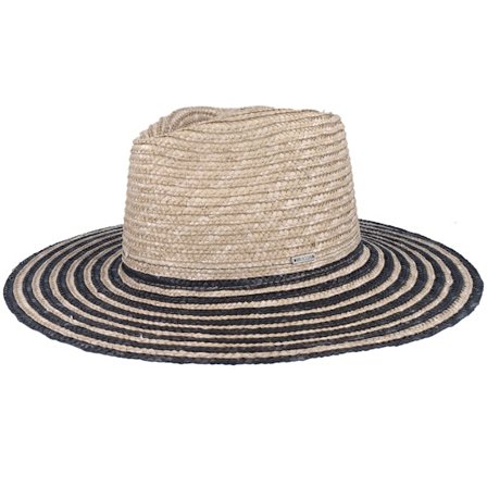 Brixton - Joanna Festival Smoke Grey/Black Straw Hat Straw Beige Hat - @ Hatstore