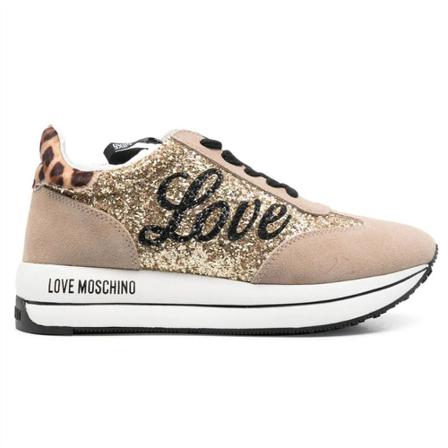 Love Moschino, Sneakers Beige, Dames, Maat:38 EU,suede,print