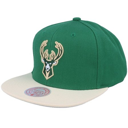 Mitchell & Ness - NBA Verde snapback Boné - Milwaukee Bucks Team 2 Tone 2.0 Green/Tan Snapback @ Hatstore