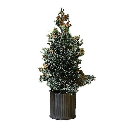 Flokket kunstig juletre, Cedar juletre for skrivebord, Juledekorasjoner innendørs, 1335 D