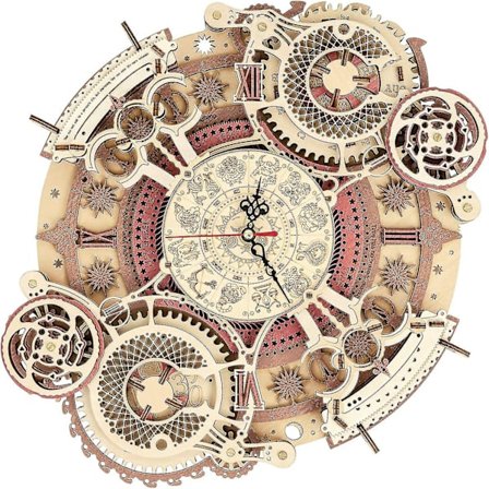 3D træpuslespil Stjernetegns vægur til voksne børn over 14 år Voksenbygning Retro dekoration Gaver 134 stykker, Stjernetegns vægur