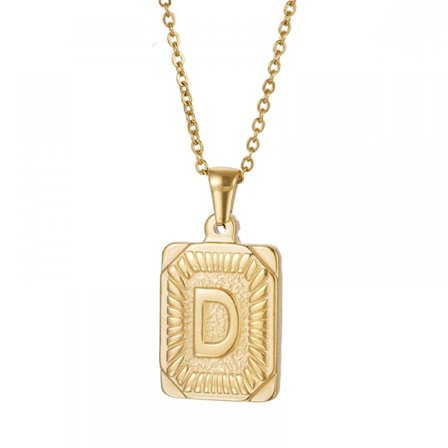 18K Guldpläterat Halsband med Initialer, Kvadratisk Bokstav