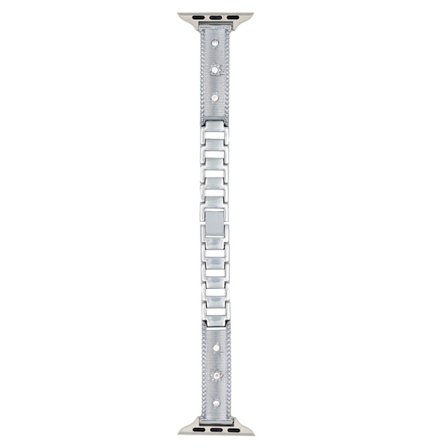 Bracelet Strap Apple Watch Series 49mm - 45mm - 44mm - 42mm Rhinestone Decor Stainless Steel Watch Band - Silver