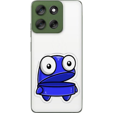 Kompatibel Mobilcover til Motorola Motorola Moto G56 Blå tegneseriefigur med åbent udtryk og store øjne i sjov illustration