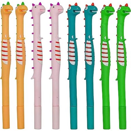 12 stk. tegneserie myk silikon dinosaur gelpenn søt kawaii dyrepenner B