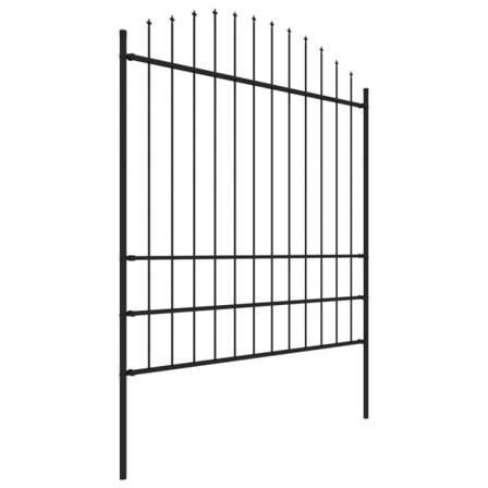 Vidaxl Trädgårdsstaket Med Spjuttopp Stål (1,75-2)x1,7 M Svart Svart