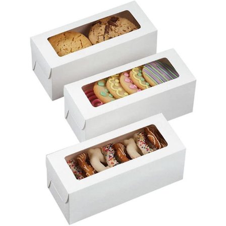 Vita rektangulära fönsterkaklådor - 8 tum x 3,25 tum x 3,25 tum - Set om 3