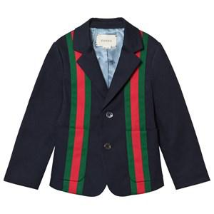 Kids - Gucci Navy Gabardine Blazer with Contrast Web Inserts 5 years - Coats and jackets - 5 years - Navy