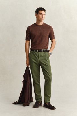 GANT - Klassiske chinos i slim fit til herre dry herb green