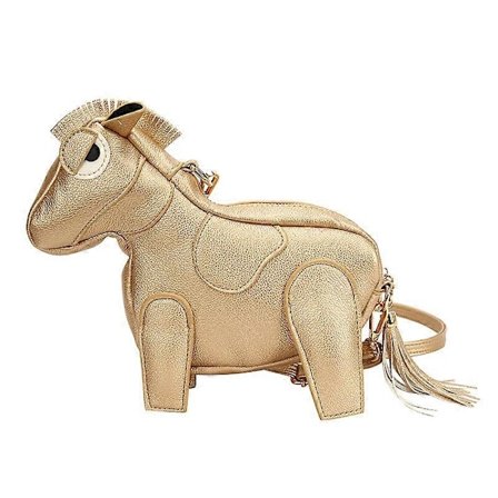 Sjov, sød, moderigtig og enkel skuldertaske med ponyform - Guld