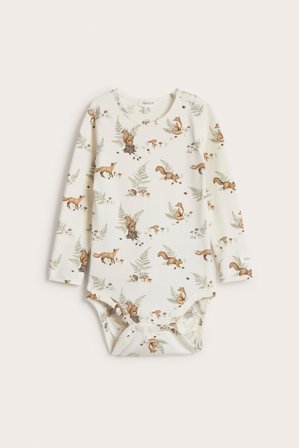 Newbie | Langermet body med skogsmotiv | Offwhite
