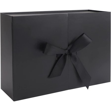 Lyxig presentförpackning med band med lock 26,5x19x8cm Svart