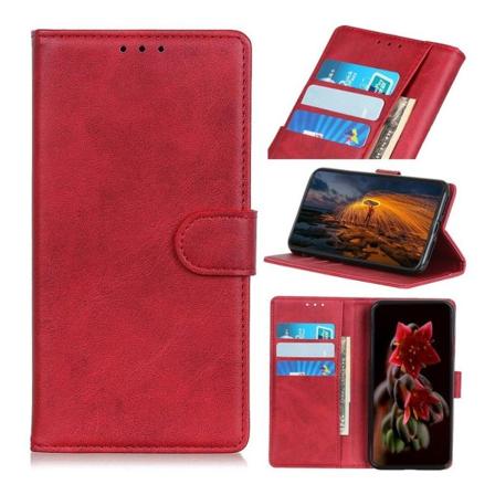 Samsung Galaxy A50 matta nahkakotelo - Punainen Red