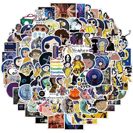 Coraline Vanntette Stickers (100 stk) for Hydroflask Vannflaske Estetisk Vinyl Stickers Laptop Skateboard Bagasje for Tenåringer Barn/cor