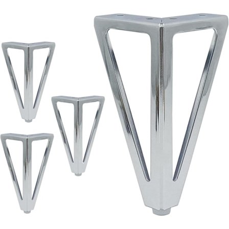 (Sølv) Pakke med 4 Trekantede Metal Bordben 15cm Moderne