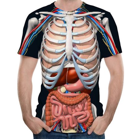 Halloween T-paita Rungon Anatomia Sisäelimet T-paita 3D Tulostus C
