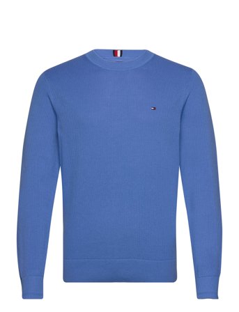 Chain Ridge Structure C Neck Strikkegenser M. Rund Krage Blå Tommy Hilfiger*Betinget Tilbud