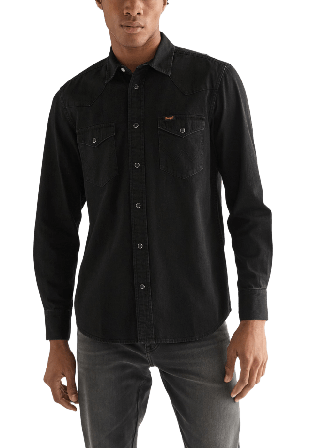 Wrangler Western Shirt Skjortor Herr Svart XXL