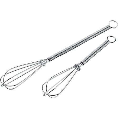 2 Mini Visper, Rustfritt Stål, 15cm og 20 cm Lengde, Sølv