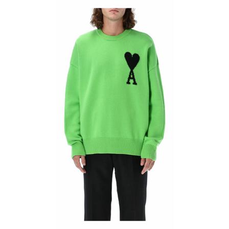 Ami Paris, Round-neck Knitwear Groen, Heren, Maat:M
